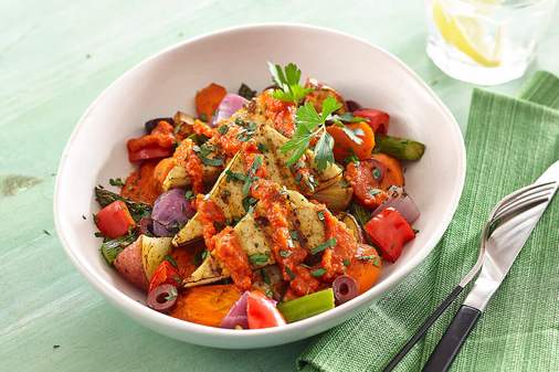 Potato, Asparagus and Grilled Tofu Piri Piri Sheet Pan | Arctic Gardens